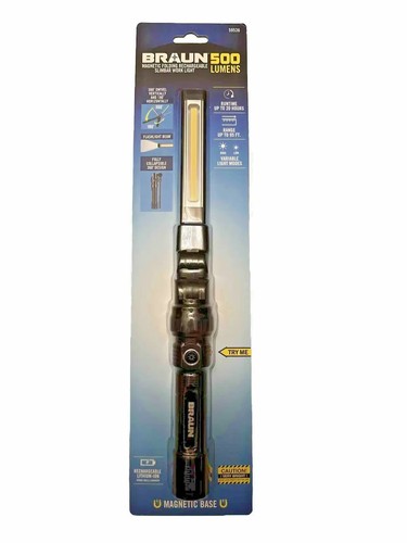 Braun Slim Bar Folding Rechargeable 500 Lumens Magnetic LED Light Work SEALED gallery