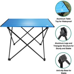 VILLEY Portable Camping Side Table Aluminum Folding Beach Table with Bag