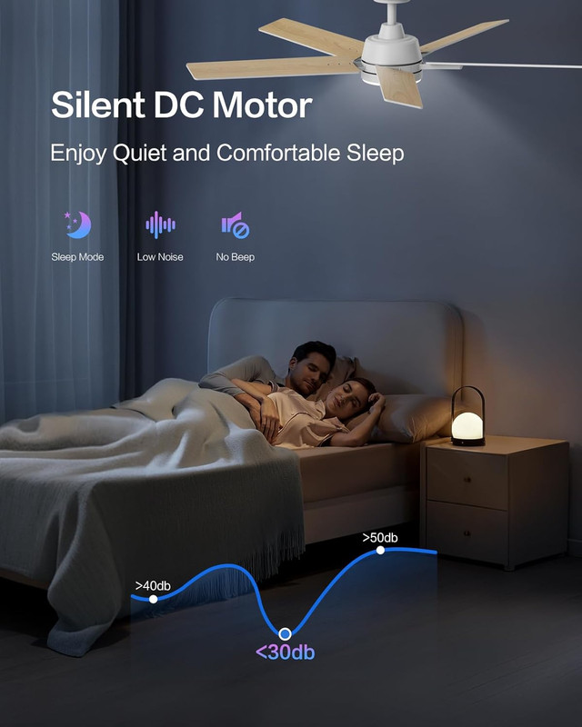Smart Ceiling Fans with Lights 52 Inch, Ceiling Fan Compatible with Alexa/App/Re gallery