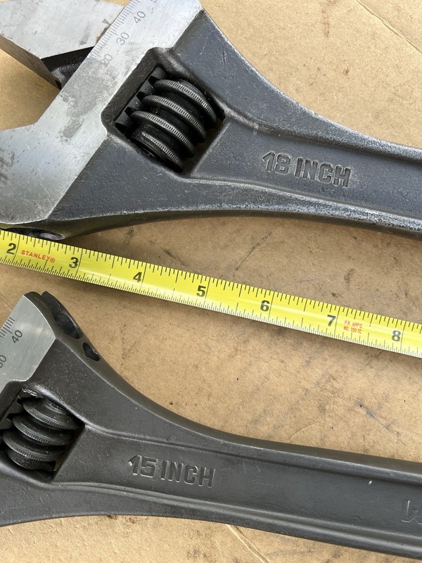 🇺🇸Lot Of 2 Wright Tool Adjustable Wrenches 9AB15 & 9AB18 Black Industrial🇺🇸 gallery