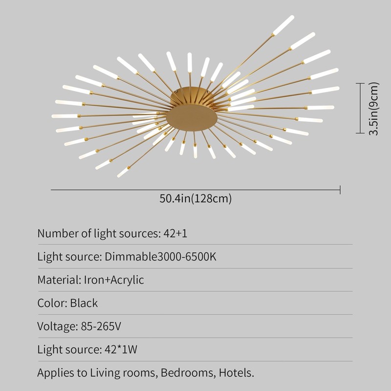 42-Light Fireworks Ceiling Light LED Flush Mount App Remote Dimmable Modern gallery