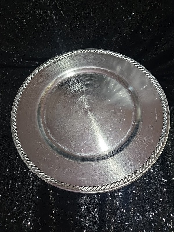 39pc 13" Round Solid Silver CHARGER PLATES Party Event Tableware Wedding Banquet gallery