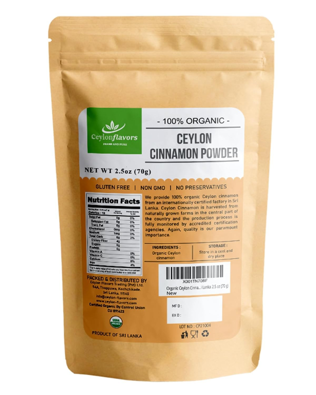 Ceylon Flavors Fresh and Pure USDA Certified Organic Premuim grade Real Ceylon C gallery