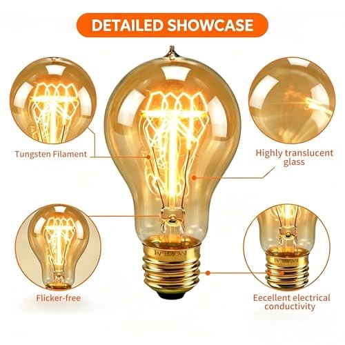 Incandescent Light Bulbs 75 Watt, Warm EdisonLight Bulbs, Dimmable A19 Antique gallery