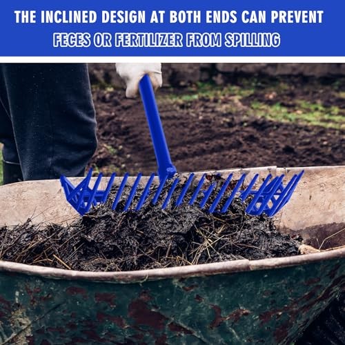3 Sets Manure Fork with Long Handle - ABS Plastic Head & Metal Blue Grip gallery