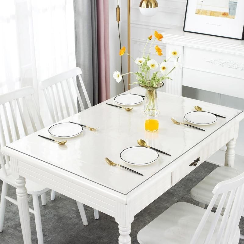 2mm Thick Clear Table Cover Protector 36 x 60 Inch, Plastic Table Cover Recta... gallery