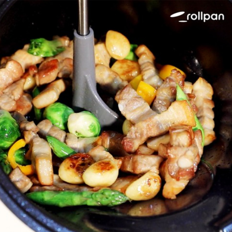 Vitalplant Rollpan Automatic Rotation BBQ Pan Korean Nonstick Cooking Pot IH Gas gallery