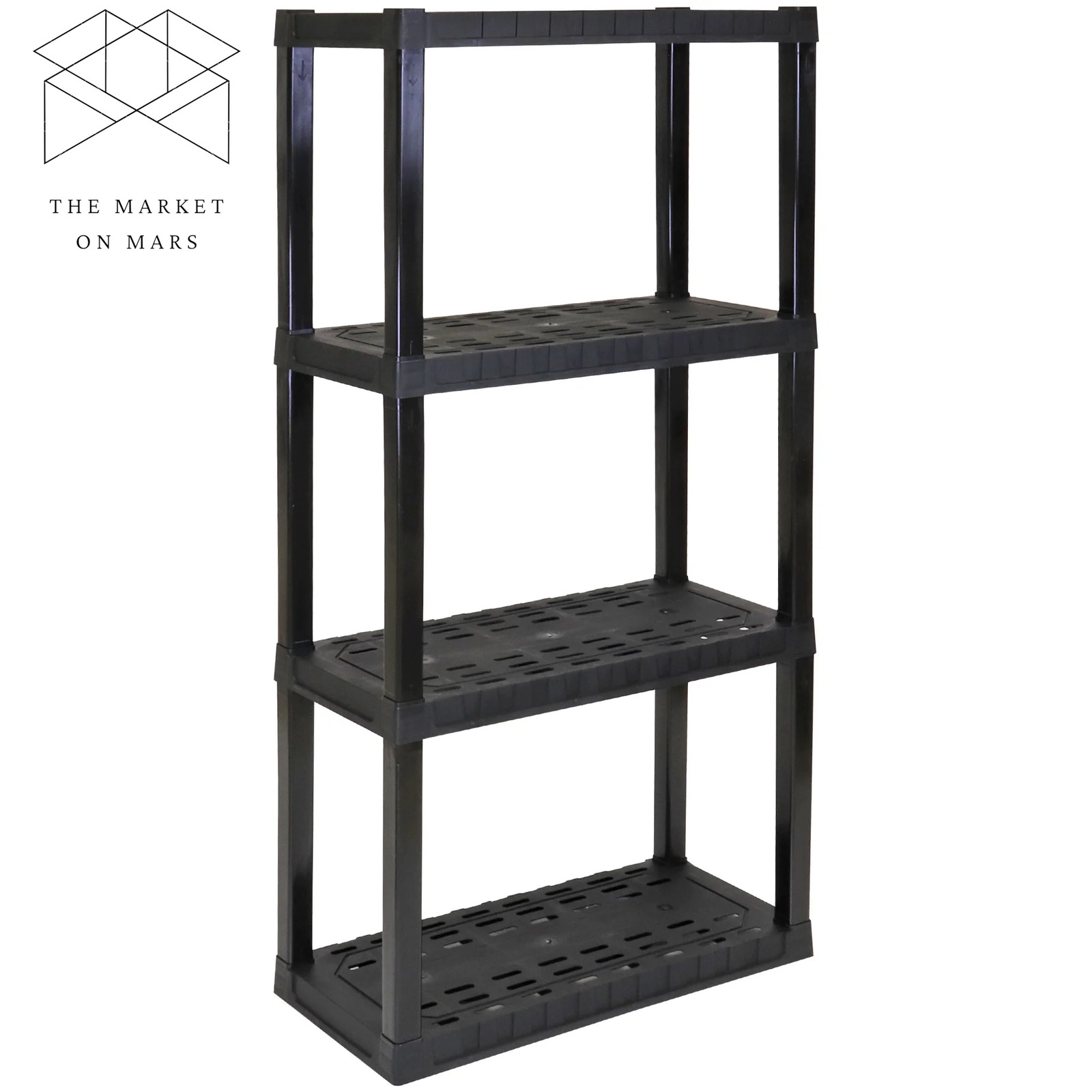 Plastic Storage Shelves Garage Shelving Unit 4-Tier 57"H X 14"D X 30"W Black gallery