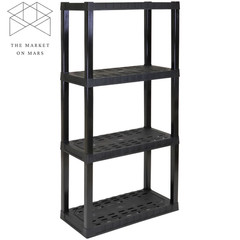 Plastic Storage Shelves Garage Shelving Unit 4-Tier 57″H X 14″D X 30″W Black