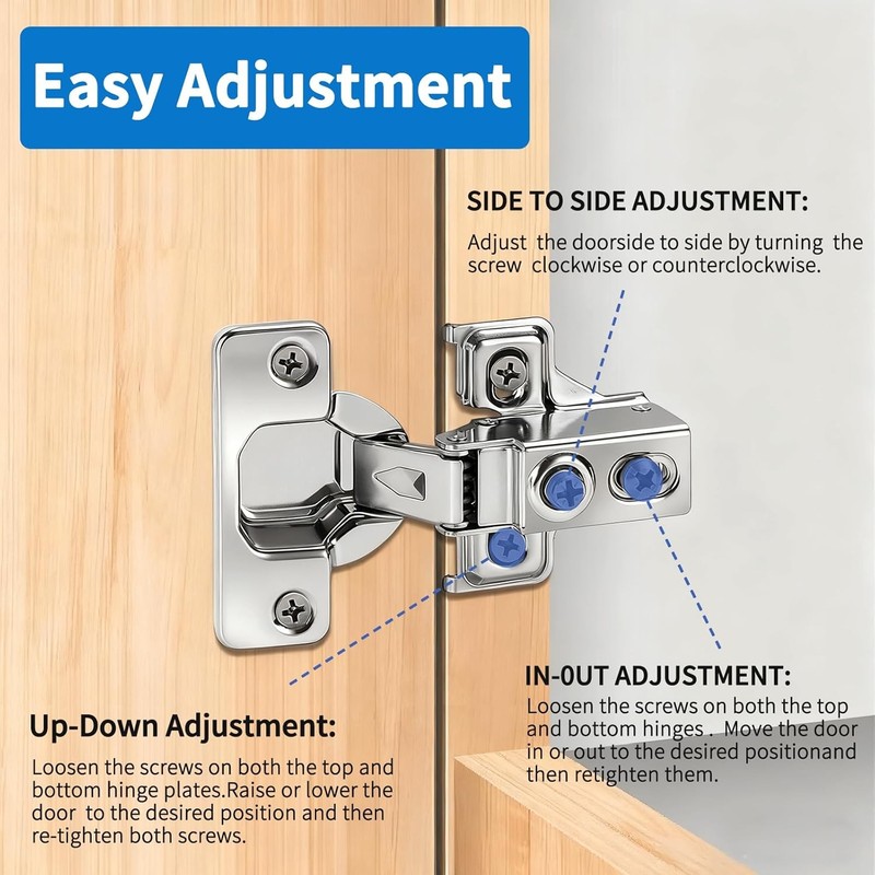 Concealed 105° Soft Close Cabinet Hinges - 24 Pack for 1/2" Overlay gallery