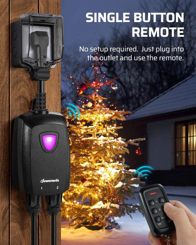 DEWENWILS Outdoor Wireless Remote Control Outlet Switch, 7 Inch Extension Cord gallery