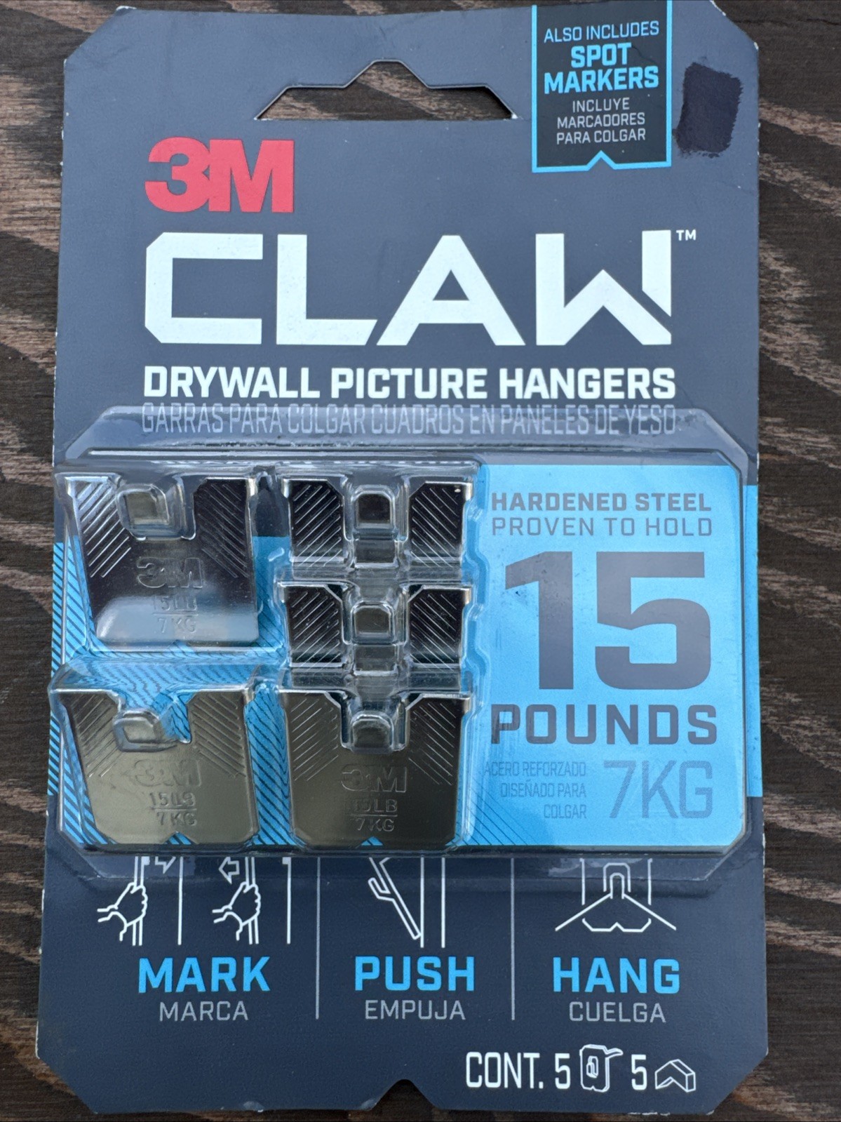 3M CLAW Drywall Picture Hanger Wall Hook 15lb Pack of 5 No Tools Needed gallery