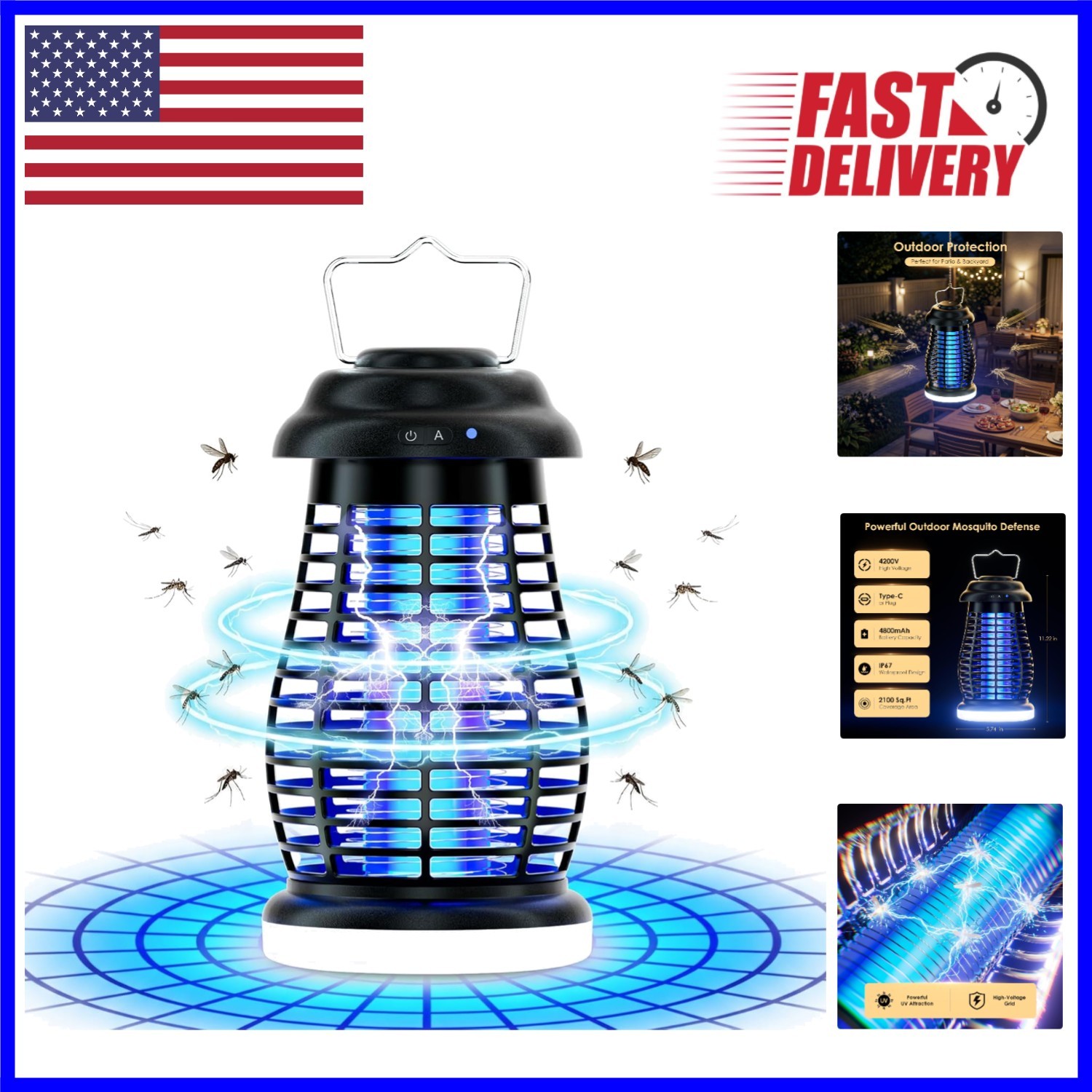 Easy Clean Mosquito Zapper with 4800mAh Battery - Ideal for Backyard Relaxation gallery