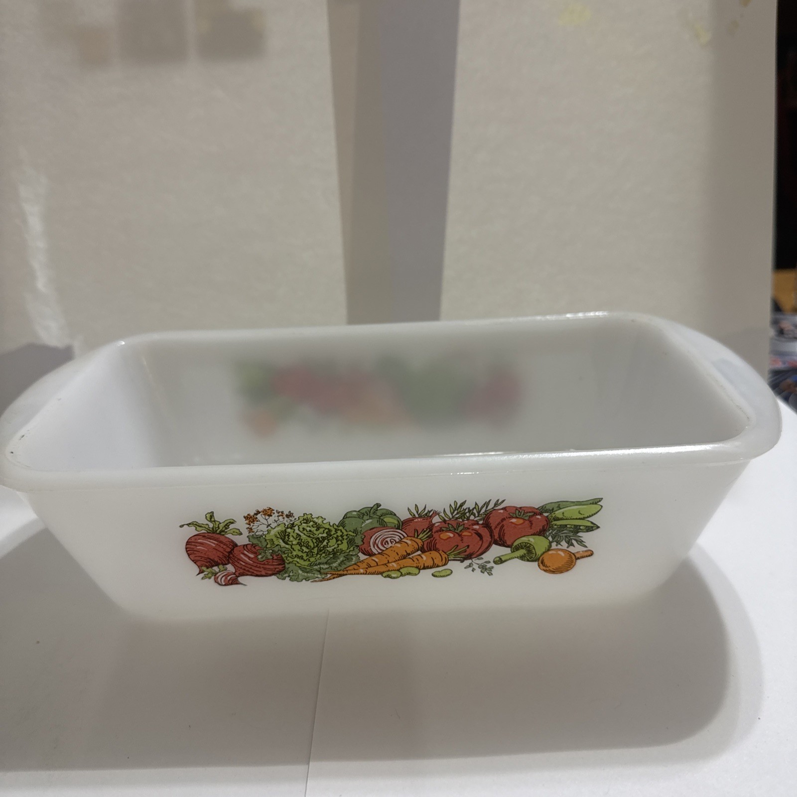 Glasbake J-522 Loaf baking Pan Vegetable Pattern 1.5qt Milk Glass Made In USA gallery
