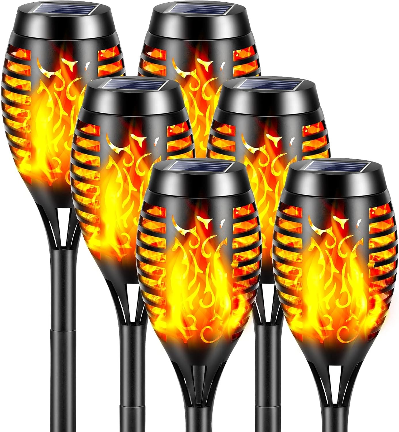 6 Pack LED Solar Flame Torch Lights Outdoor Flickering Garden Yard Pathway Lamps gallery