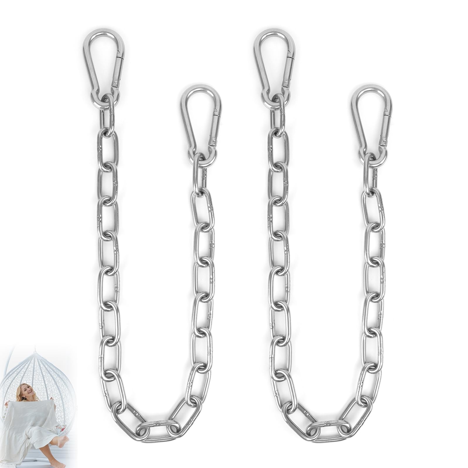 2 Pack 30 Inch Swing Extension Chains Carabiners Heavy Duty 440LB Metal Hanging gallery