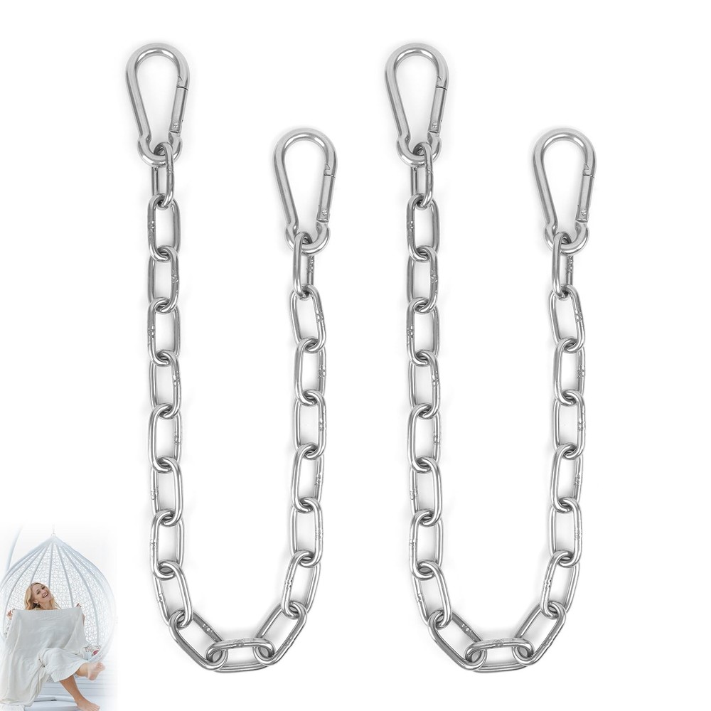 2 Pack 30 Inch Swing Extension Chains Carabiners Heavy Duty 440LB Metal Hanging