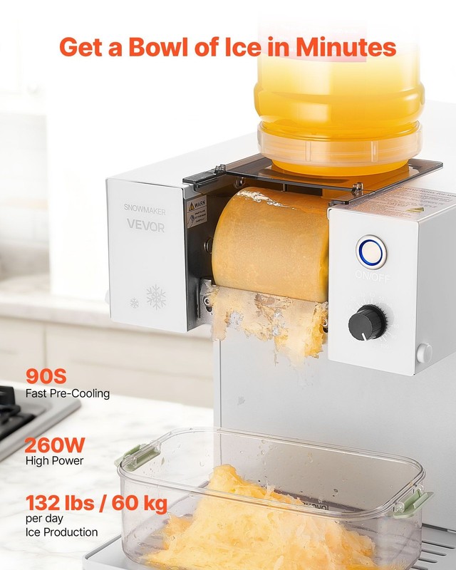 Adjustable Snowflake Ice Machine: 0-100 Speed, 132lb/24h, Cold-Rolled Steel Body gallery