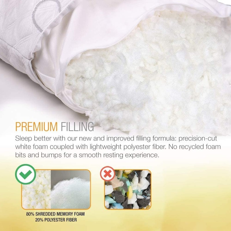 WonderSleep 2 Pack Memory Foam Bed Pillows for Home - Standard size gallery