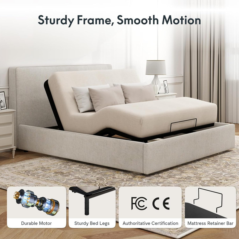 FLEXISPOT Adjustable Bed Frame Base Queen Size,Segmented Design,Easy Assemble,Ox gallery