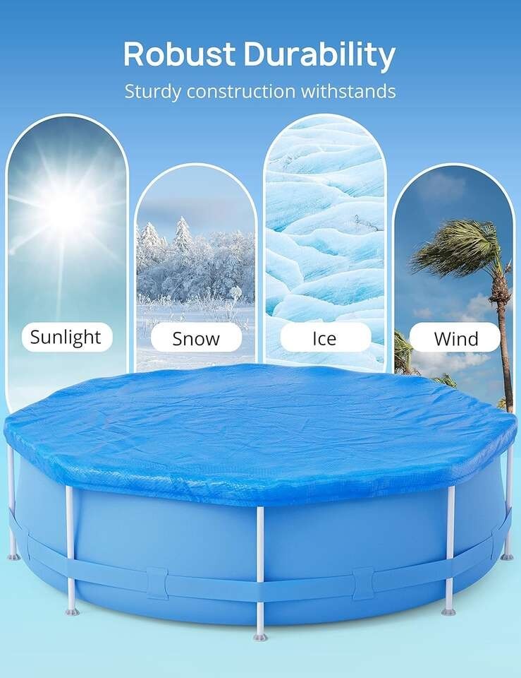 EVAJOY 28Ft round Pool Cover, Winter Pool Cover for 24Ft above Ground round Infl gallery