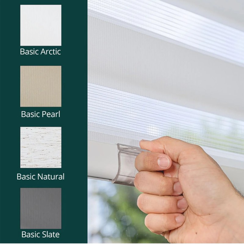 Basic Arctic Cordless Dual Layer Zebra Roller Window Shade - 35" W x 72" L gallery