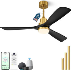60″ Smart Ceiling Fan with Lights, Alexa Compatible, Quiet DC Motor, Black/Gold