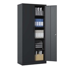 71″ Lockable Rolling Metal Storage Cabinet 4 Shelves Garage WorkshopTool Cabinet