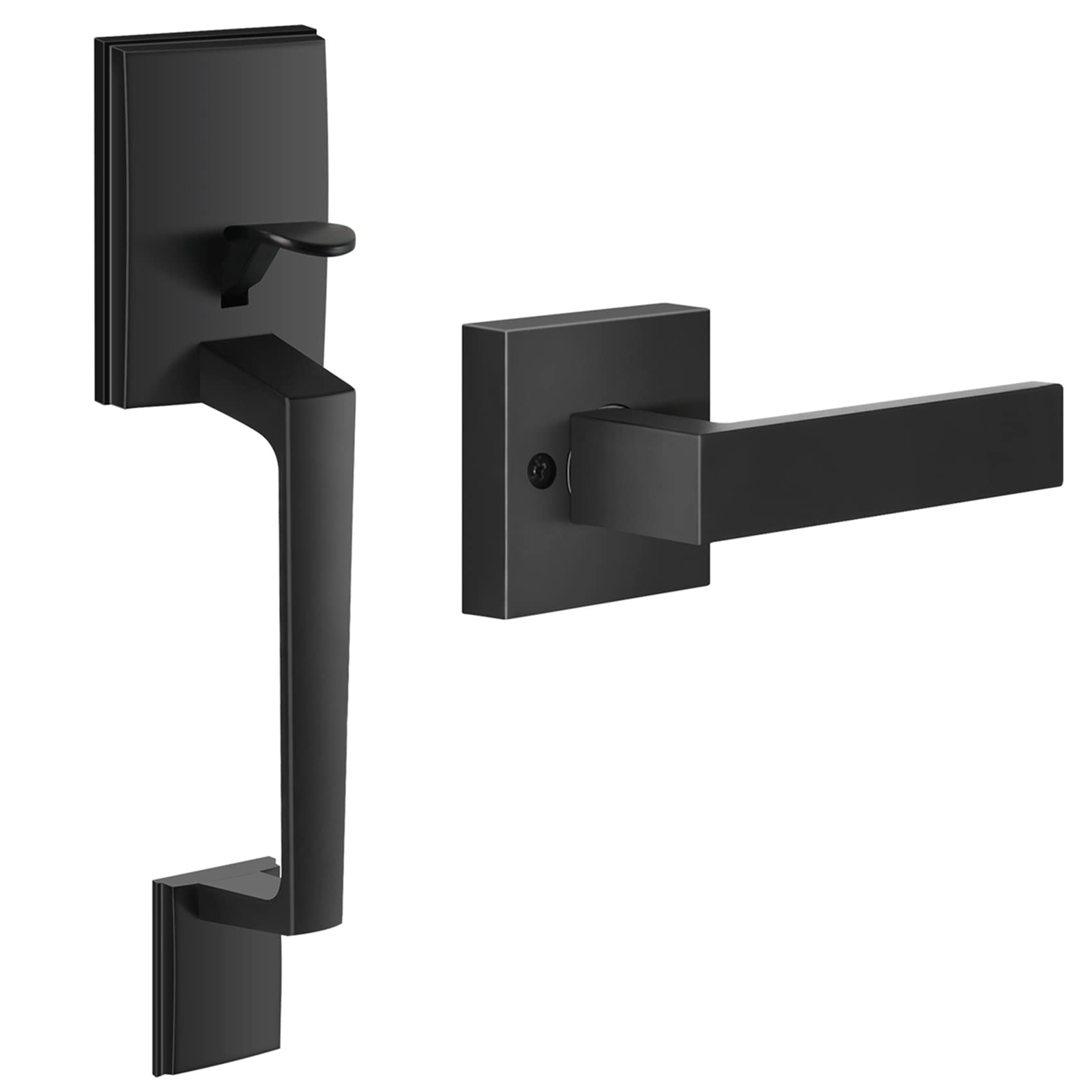 Front Door Handle, Single Cylinder Exterior Door Entry Handle with Door Lever, G gallery