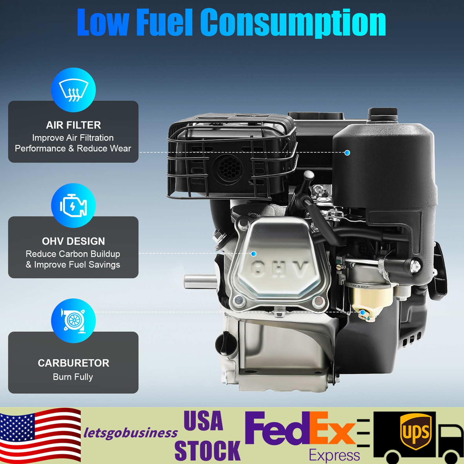 212cc 7.5HP 4-Stroke Gasoline Engine Steel Start Engine W/ Pull Start gallery