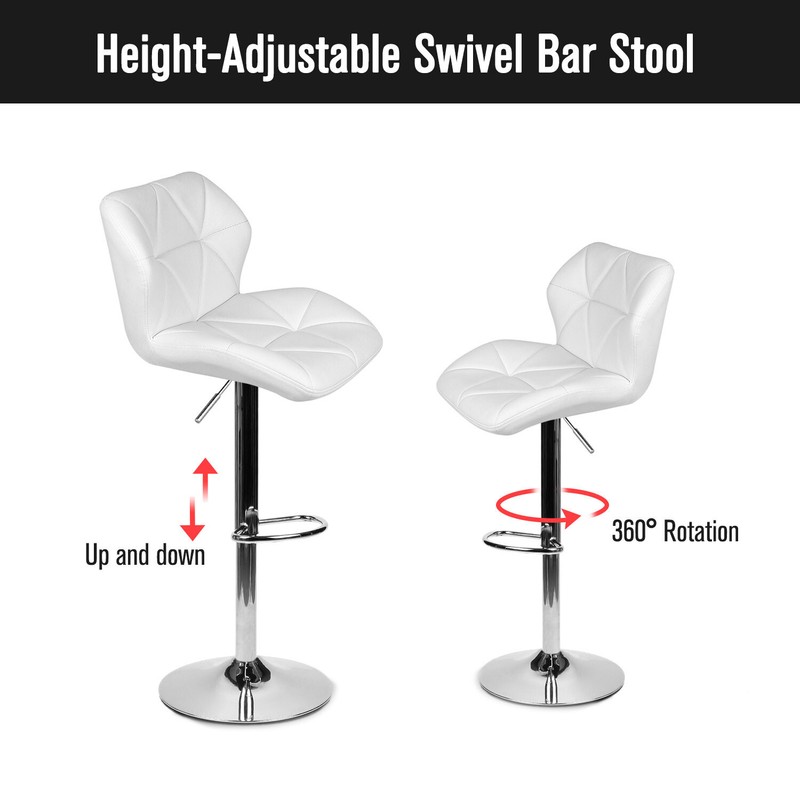 Bar Stools Set of 2 PU Leather Adjustable Height Counter Swivel Dining Bar Chair gallery