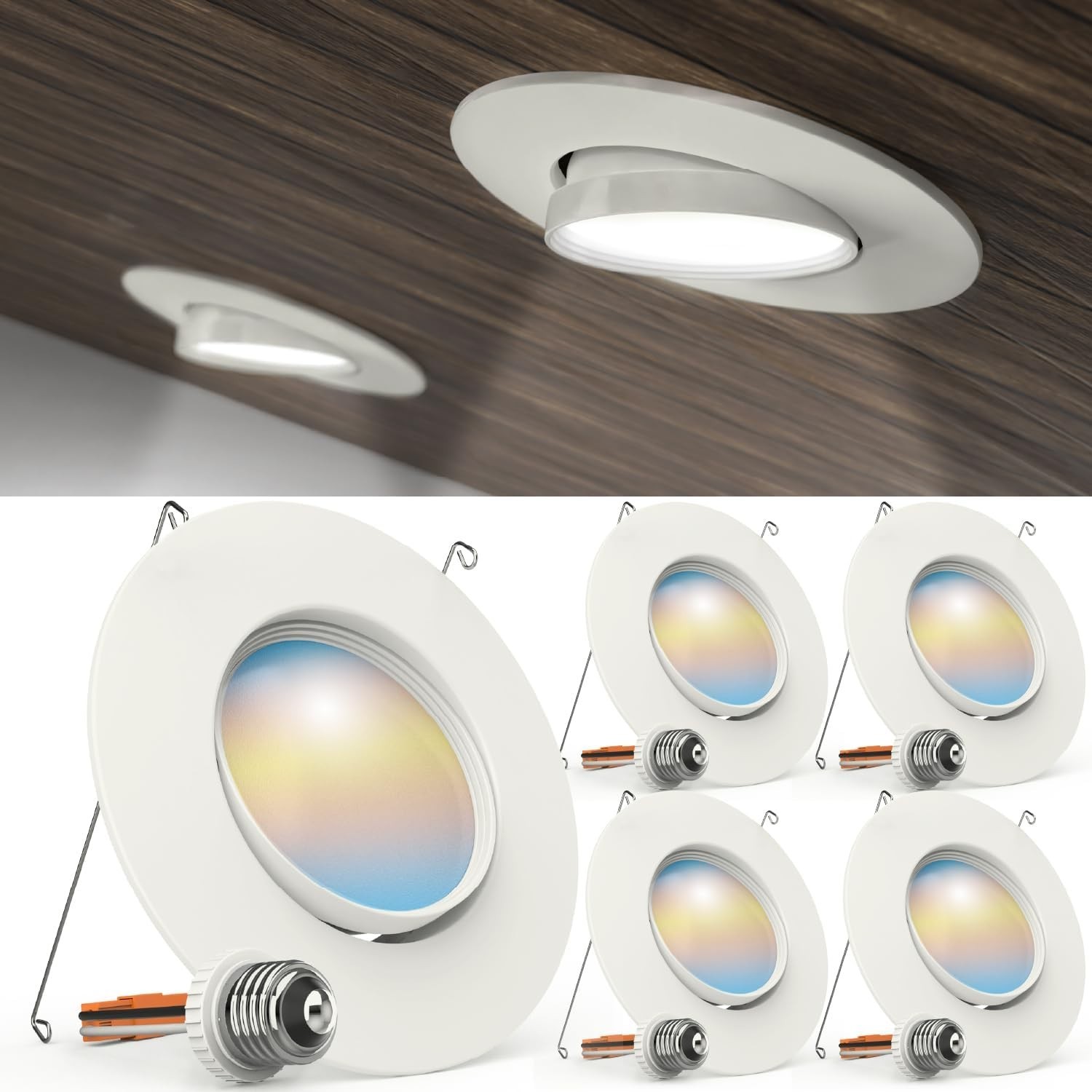 Sunco 5/6 Inch LED 4 Pack, 5 CCT in One (2700K, 3000K, 3500K, 4000K, 5000K) gallery