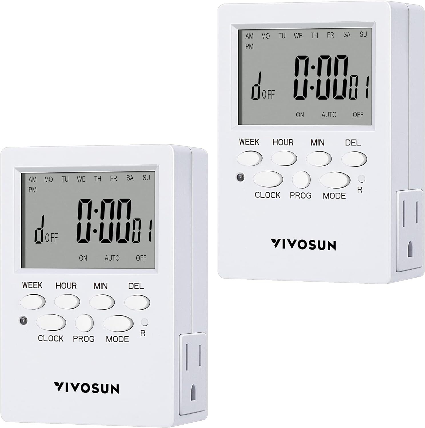 2pcs 7Day Timer Digital Programmable Electric Timer Indoor w/ Dual Outlet Switch gallery