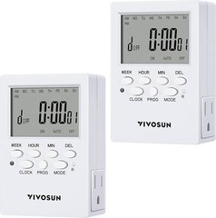 2pcs 7Day Timer Digital Programmable Electric Timer Indoor w/ Dual Outlet Switch