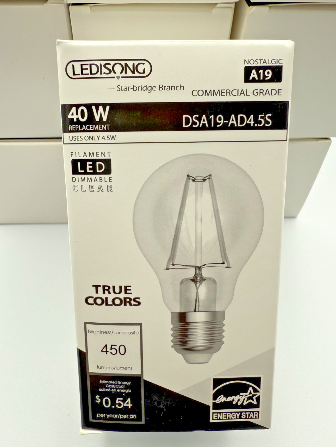 (50 pcs) LED Edison Bulbs Dimmable E26 A19 4.5W 40W Equivalent Warm White 2700K gallery
