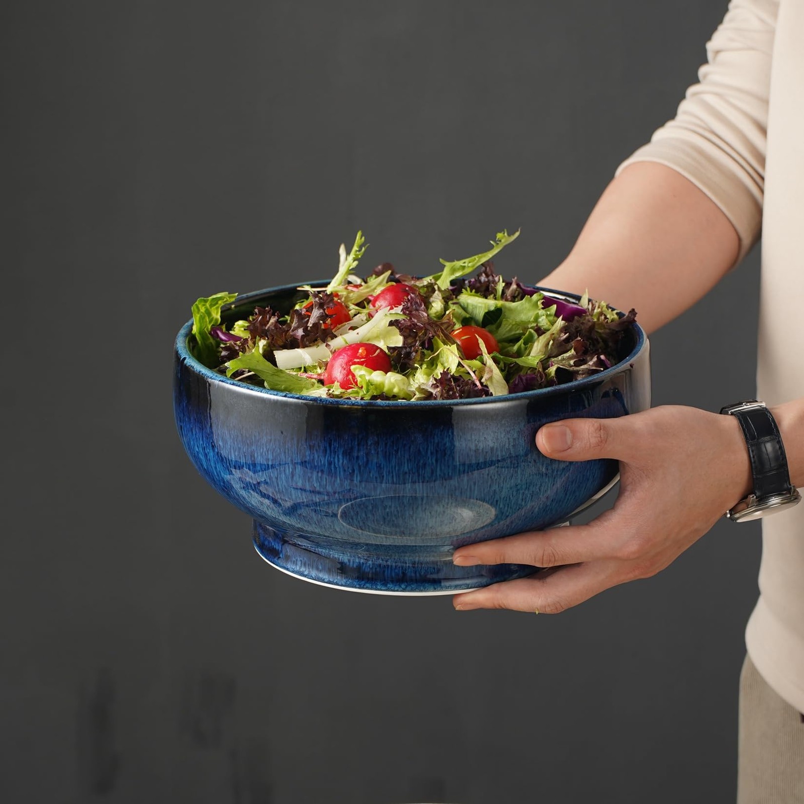 STE-CER 10" Extra Large Ceramic Salad Fruit Bowl - Dishwasher & Microwave Safe gallery
