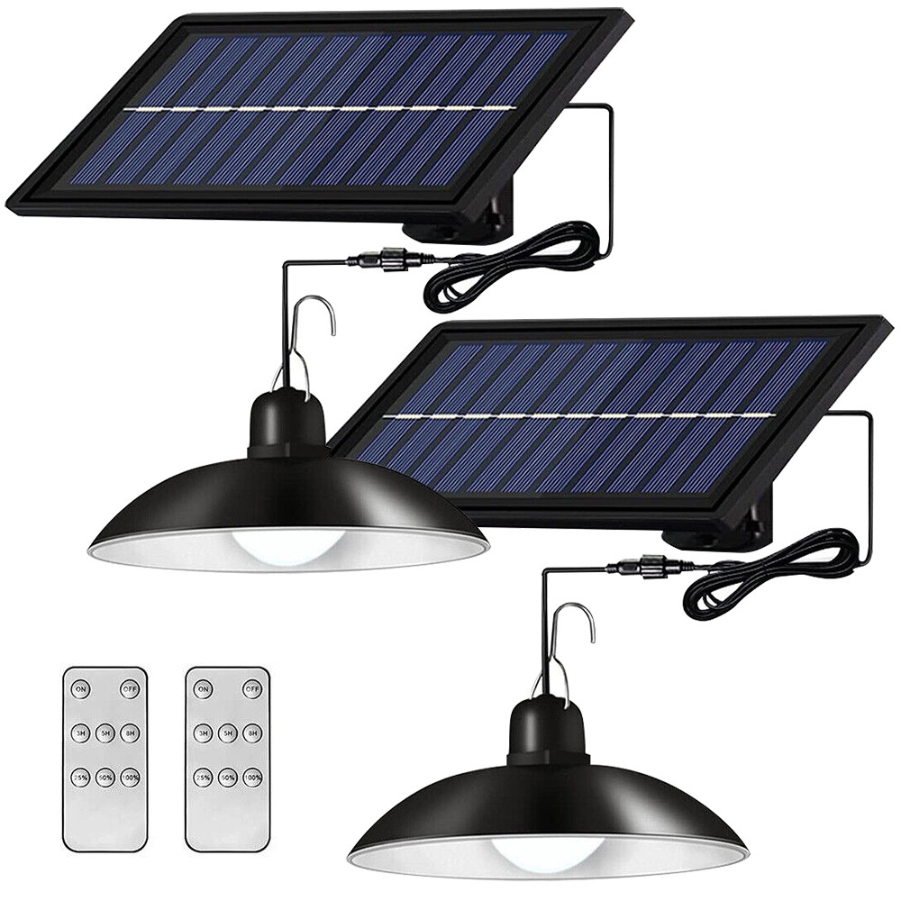 2Pack Solar Pendant Hanging Light Dimmable Outdoor Indoor Garden Yard Shed Lamp gallery