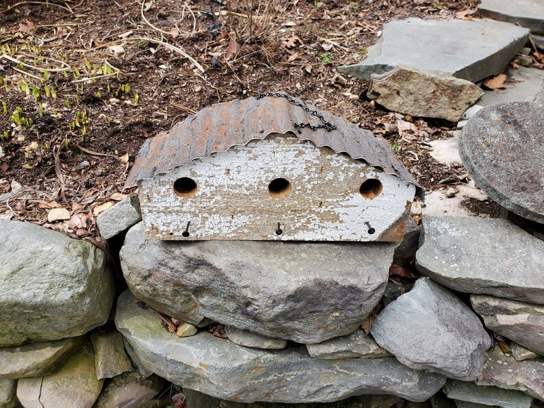 Large Rustic Reclaimed Barnwood 3-Room Birdie Inn Birdhouse For Outdoor Decor gallery