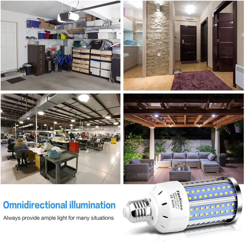2-Pack 200W Equivalent LED Corn Light Bulb 3000 Lumen 6500K Cool White Daylight gallery
