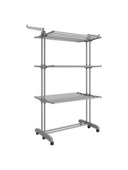 SONGMICS 4-Tier Foldable Laundry Drying Rack 68.1″ Stainless Steel Rolling