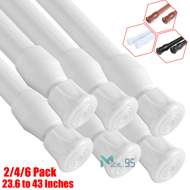 3 Sizes Tension Curtain Rod Spring Load Adjustable Curtain Pole Heavy-Duty Steel gallery