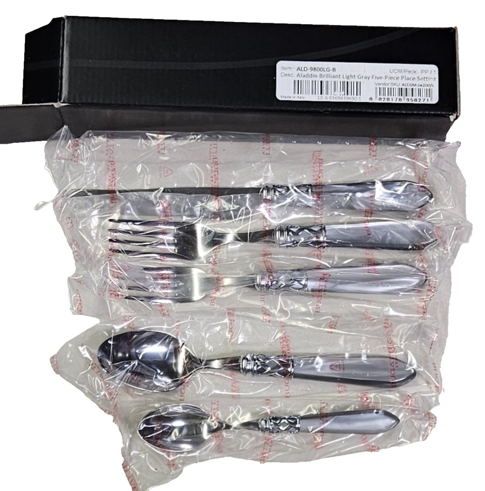Vietri Aladdin Brilliant Clear Flatware 18/10 Stainless 5 Pc Place Setting New