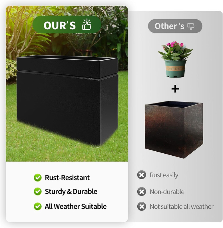 Metal Rectangular Planter Box, Powder Coating Steel Large Planters 35" L X 9" W gallery