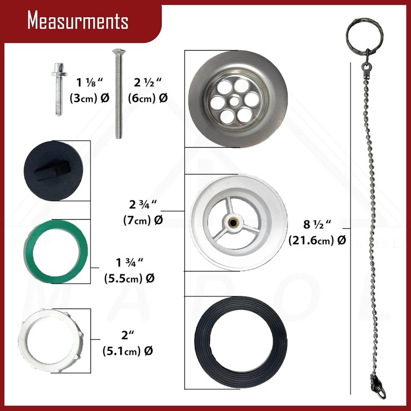 Sink Drain Assembly with Drain Stopper, 1-1/2 inch Metal and Plastic gallery