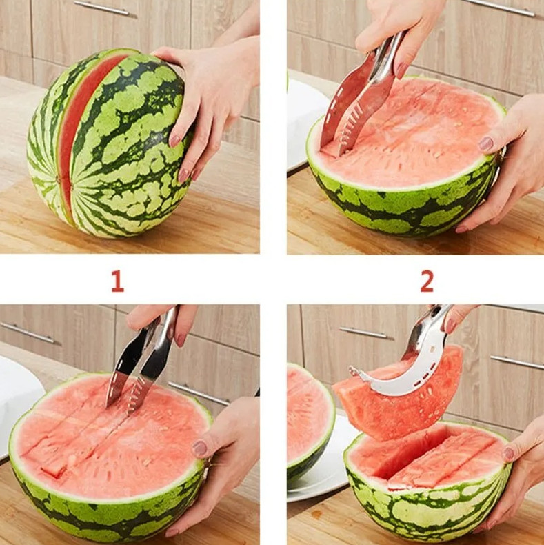 1 pc Stainless Steel Watermelon Slicer Cutter Fruit Serving Clip gallery