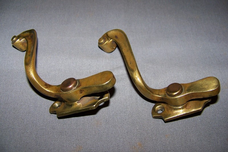 Two, Used, Vintage, Solid Brass Latches, With No Keepers - SEE INFO gallery