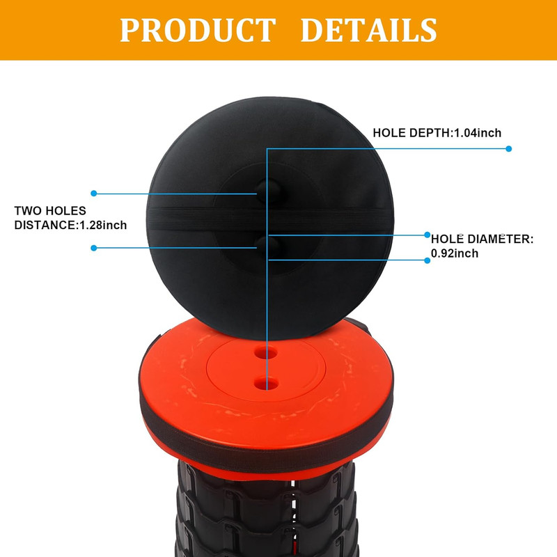 Telescopic Stool Cushion, Round Thickened Folding Stool Seat Cushion with Memory gallery