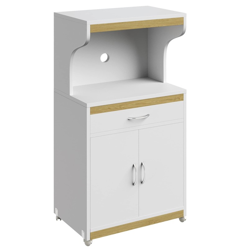 Lavish Home Microwave Stand with Storage – Rolling Cabinet with Doors, Drawer, a gallery