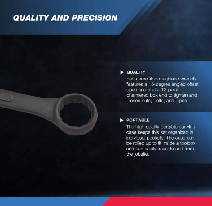 Neiko Jumbo Combination Wrench Set,16 Piece,MM,6-32 mm,Raised Panel Construction gallery