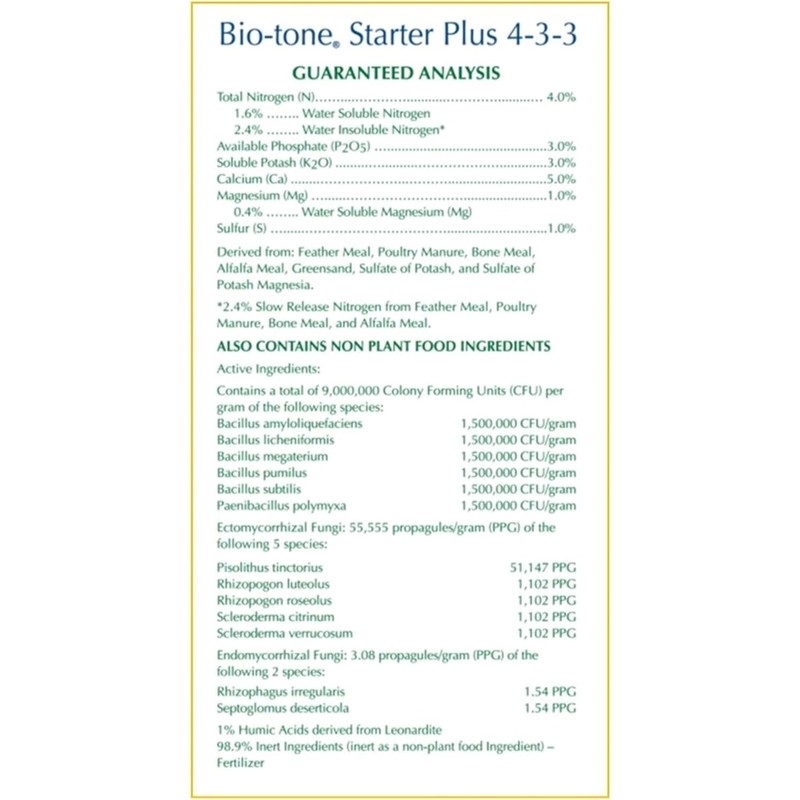 Espoma Organic Bio Tone Starter Plus 4-3-3 Plant Food Plus Mycorrhizae 25 lbs gallery